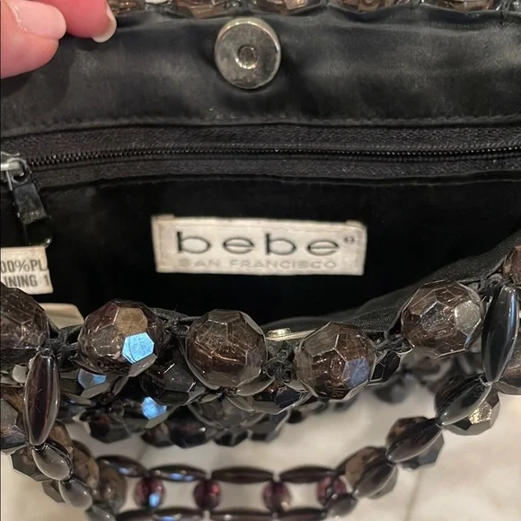 Bebe Black Mini Bag with Textured Lattice Design - Picture 3 of 11